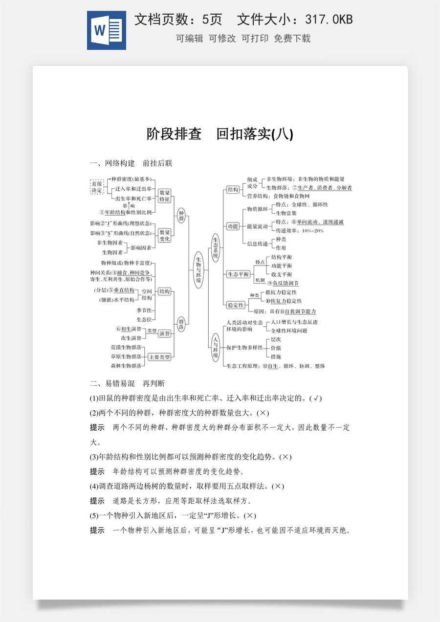 高中-高考总复习-生物-阶段排查　回扣落实(八).doc